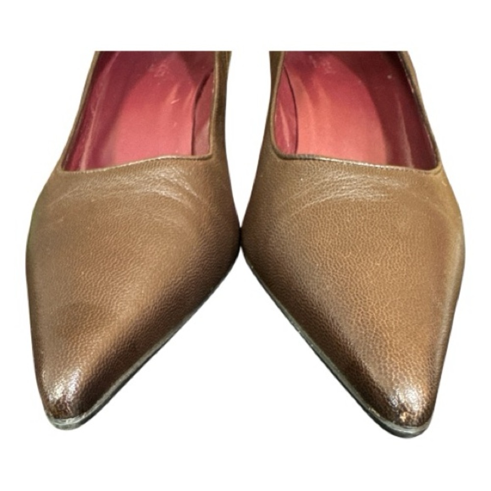 Gucci Chocolate Brown Leather Pointed Kitten Toe Heels - Picture 3 of 7